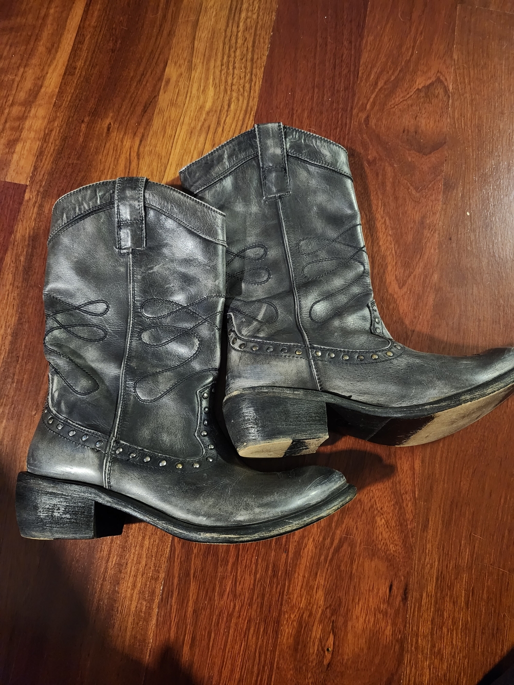 Diba Black Studded Western Ankle Boots